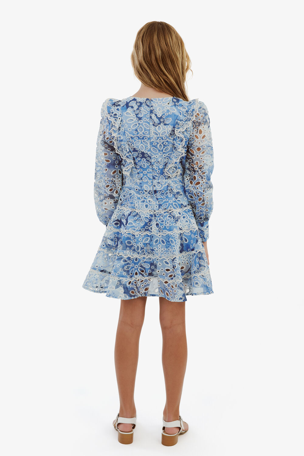 GIRLS ODETTE MINI DRESS in colour CERULEAN