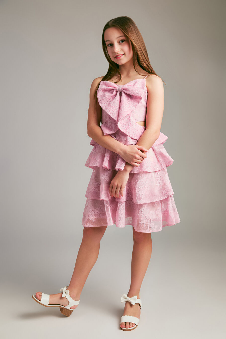 Girls Tulip Lace Midi Dress