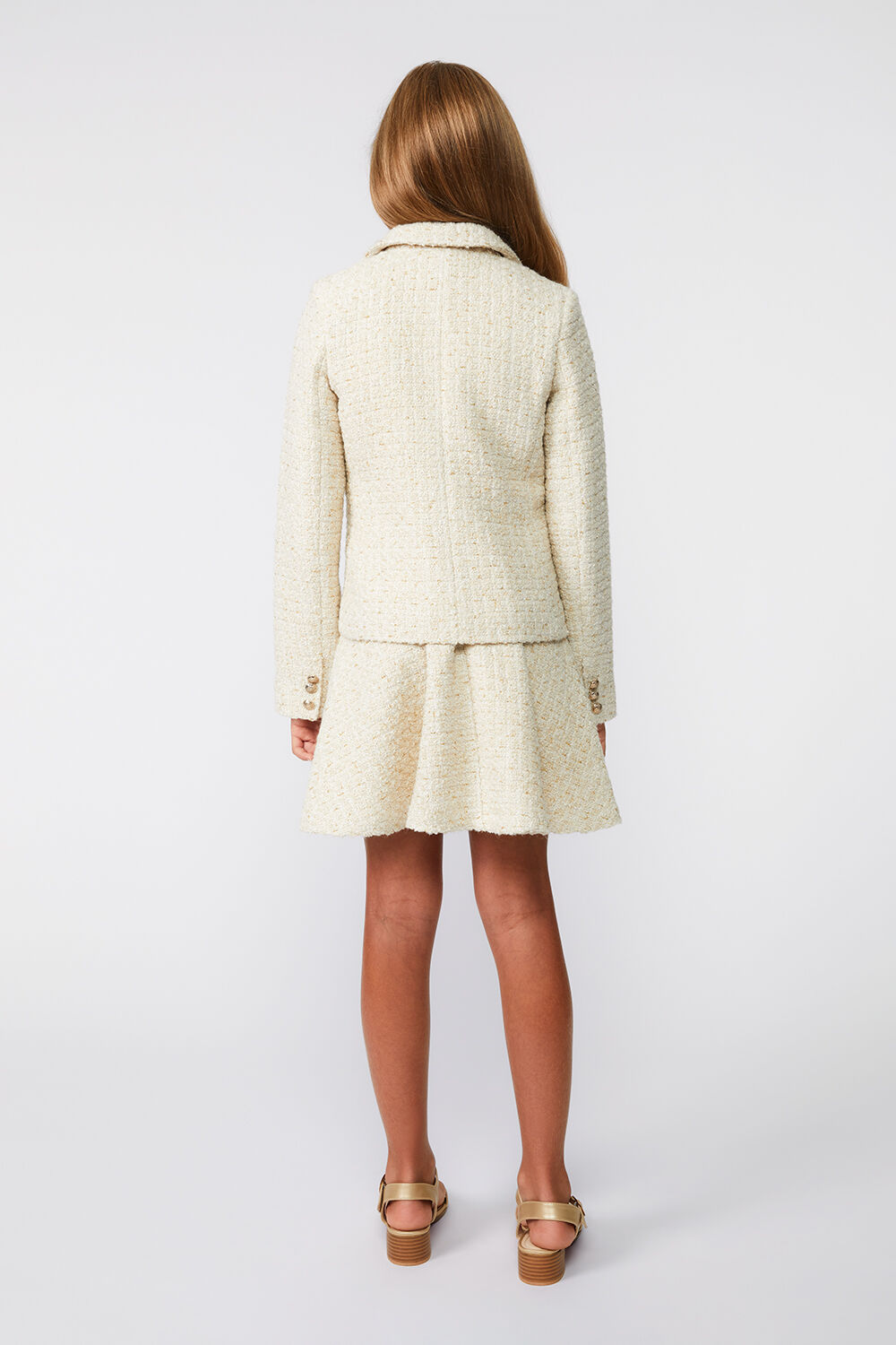 GIRLS ROMA BOUCLE BLAZER in colour PEARLED IVORY