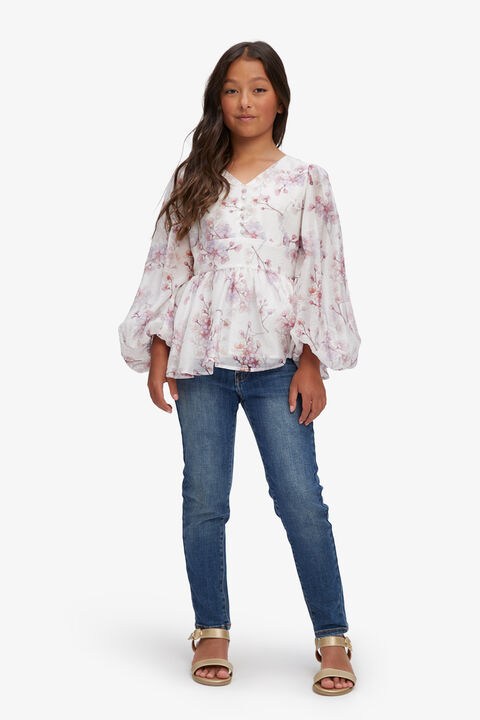 GIRLS RAISA PEPLUM TOP in colour BLOSSOM