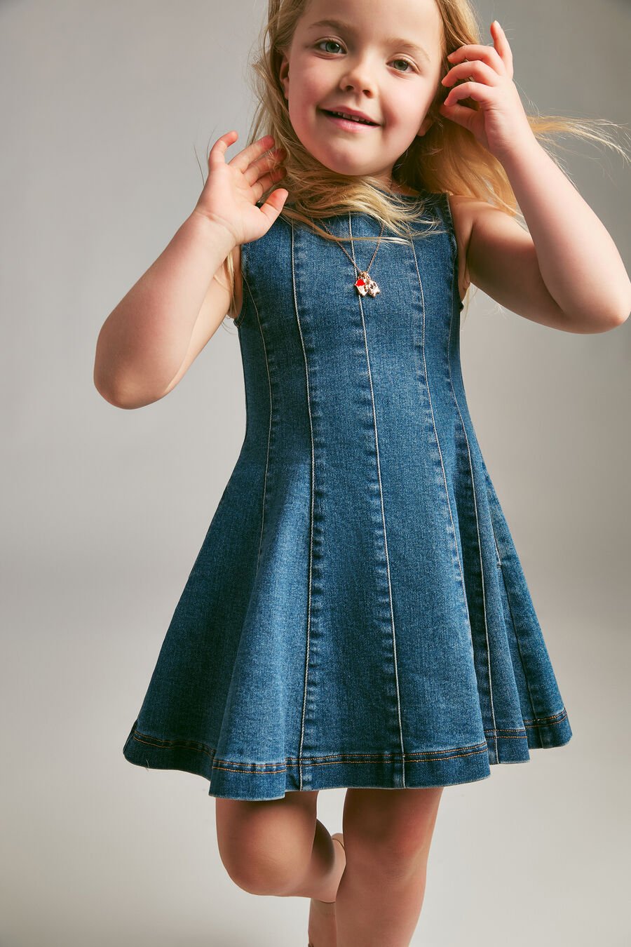 CATALINA MINI DENIM DRESS in colour Denim Blue