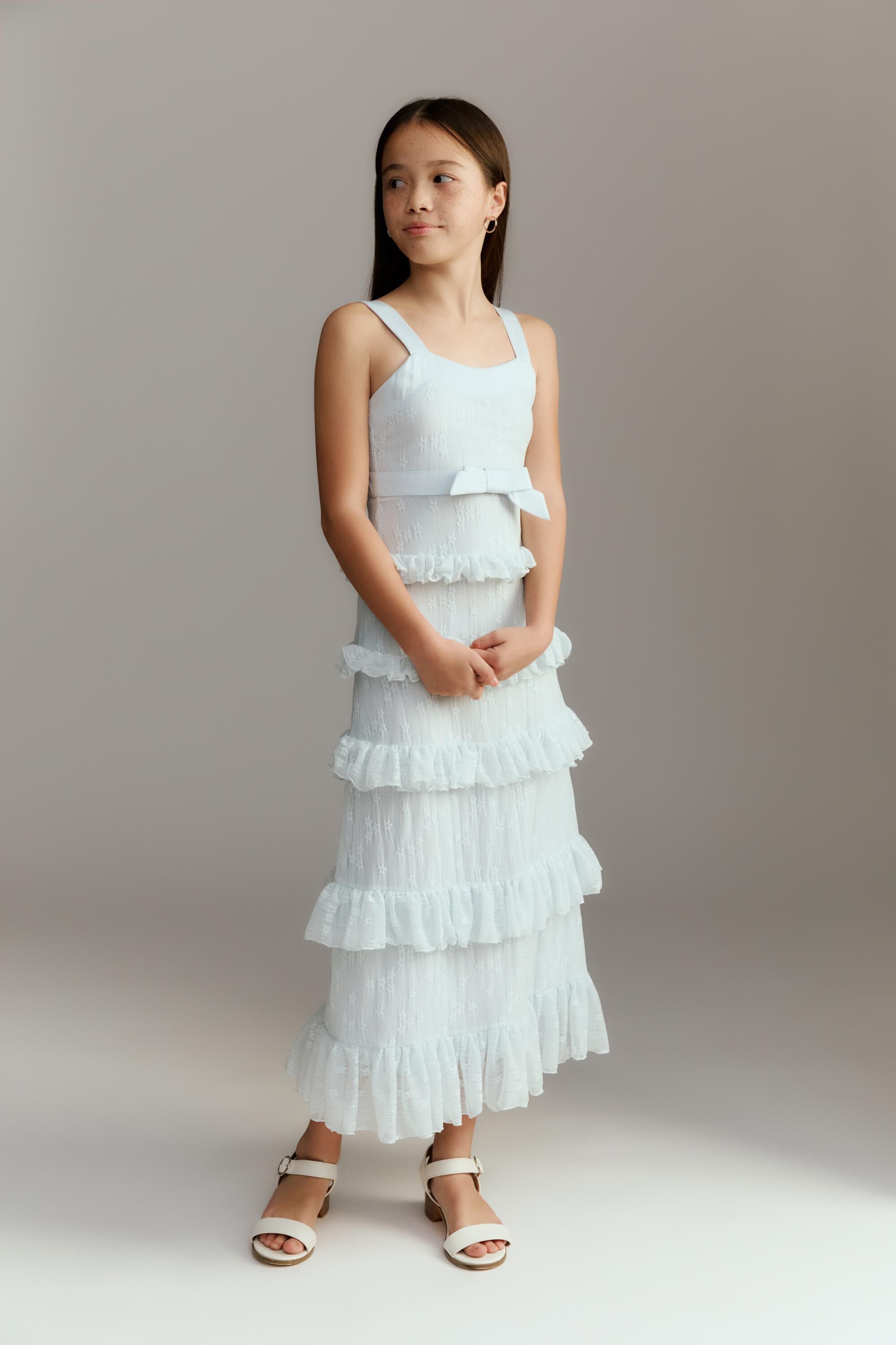 chinese dress ladies Bardot Tassel Tie Tiered Maxi Dress