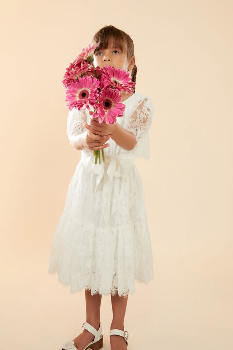 Girls JOELLE LACE DRESS in colour CLOUD DANCER