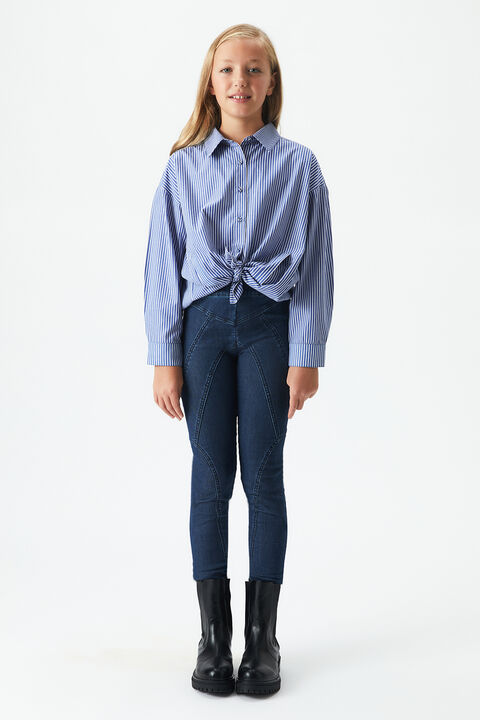 Girls SPLICED DENIM LEGGING in colour TRUE NAVY