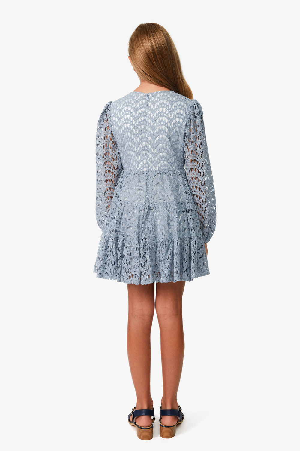 GIRLS ELLA LACE DRESS in colour ASHLEY BLUE