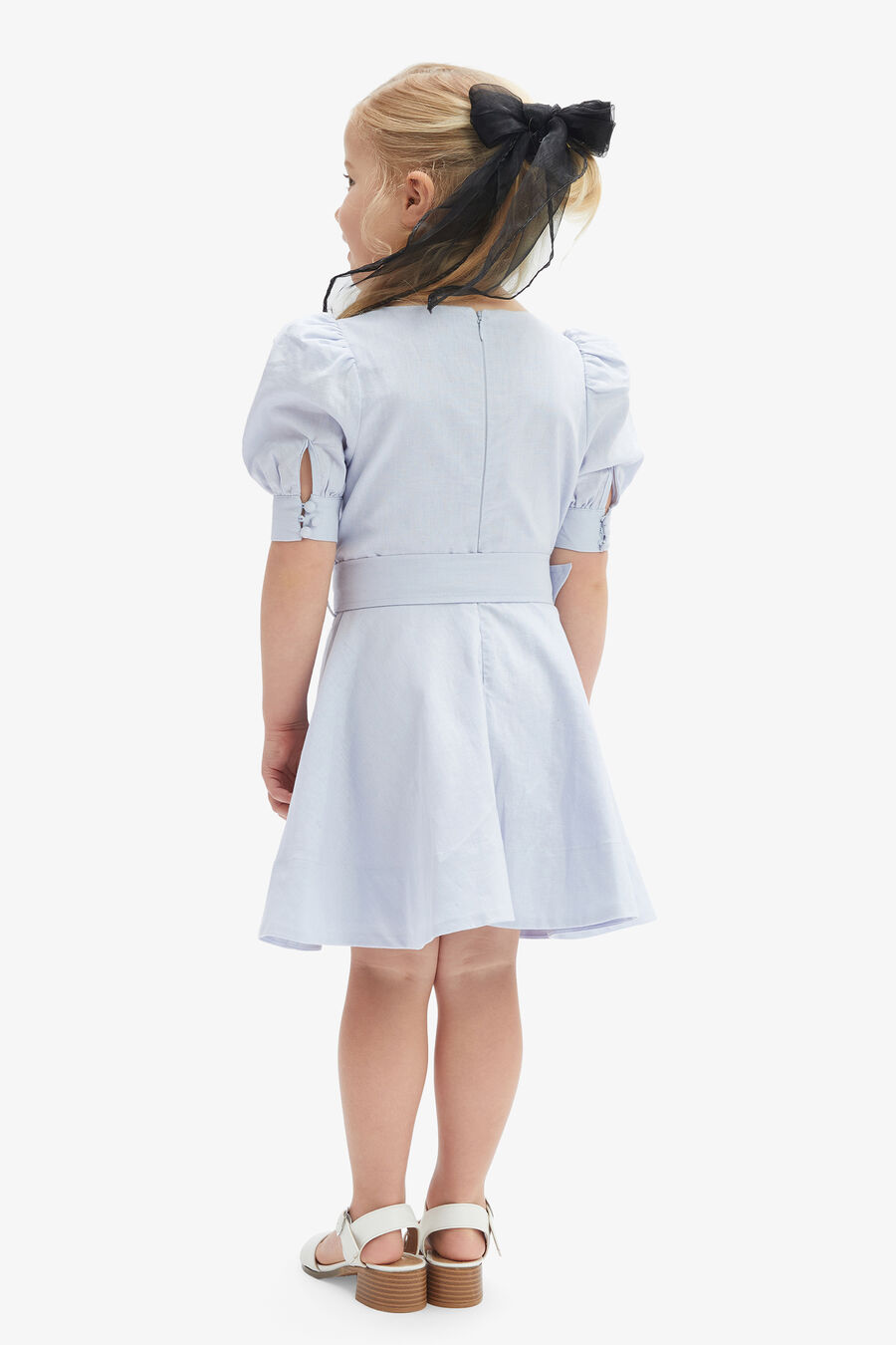 ZENAI PUFF SLEEVE DRESS in colour BLUE