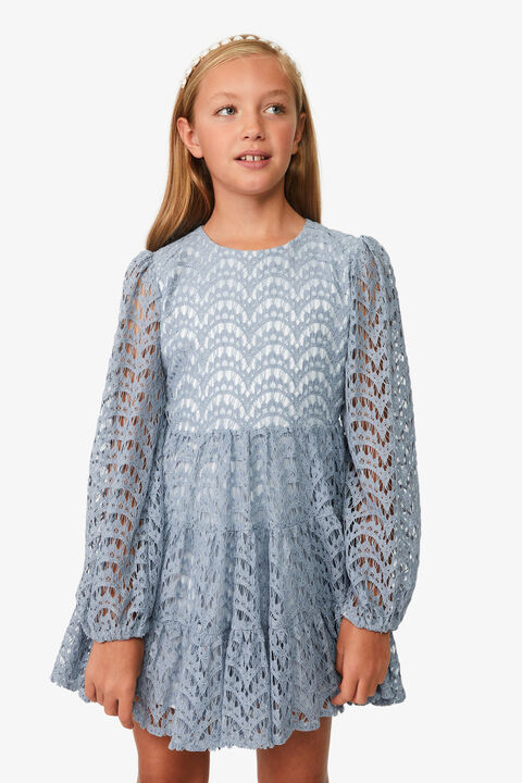 GIRLS ELLA LACE DRESS in colour ASHLEY BLUE