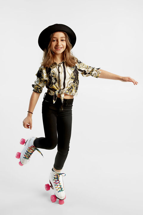 JUNIOR GIRL SIENNA MID RISE JEAN in colour JET BLACK