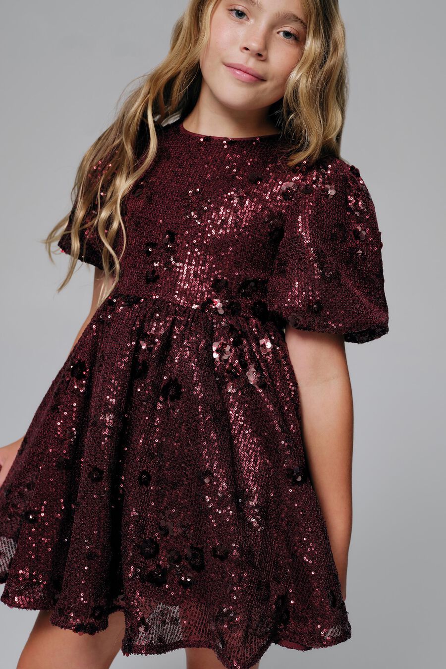 Girls Isabel Flower Sequin Dress