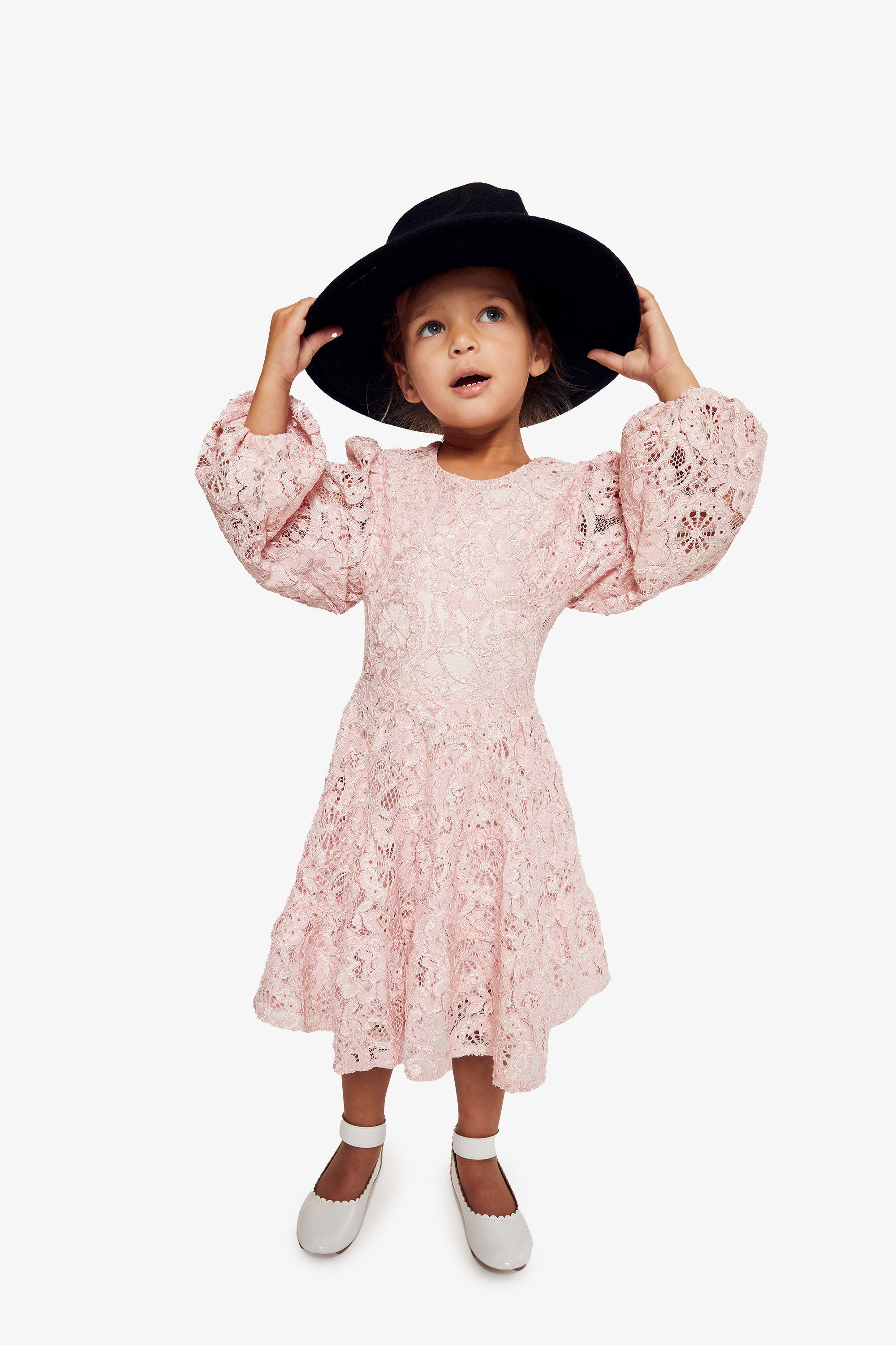Girls Ella Lace Dress In Soft Pink Bardot Junior