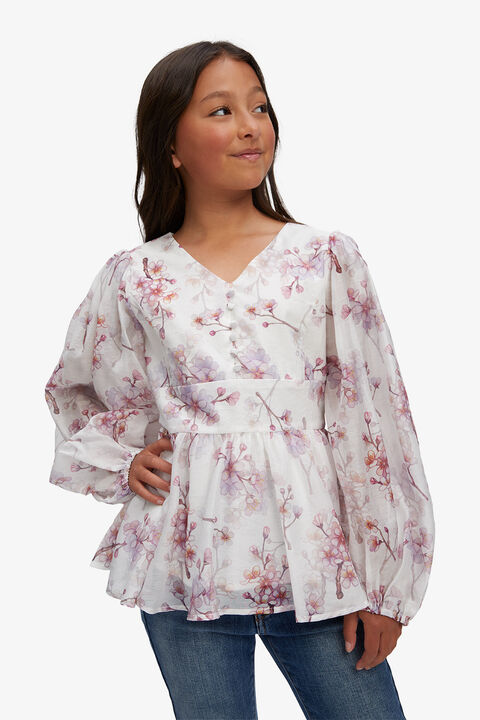 GIRLS RAISA PEPLUM TOP in colour BLOSSOM