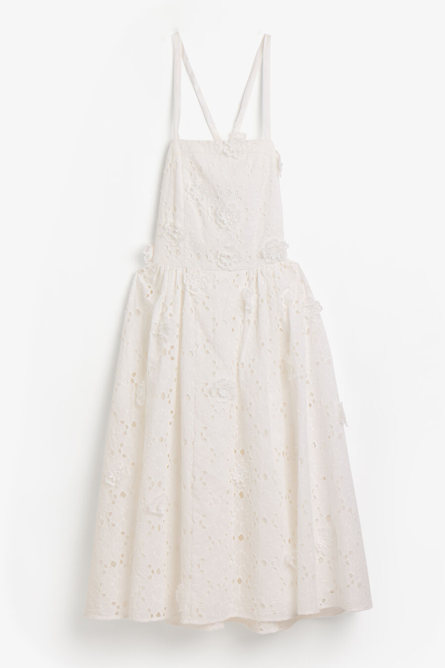 ESTIE BRODERIE MIDI DRESS in colour Orchid White