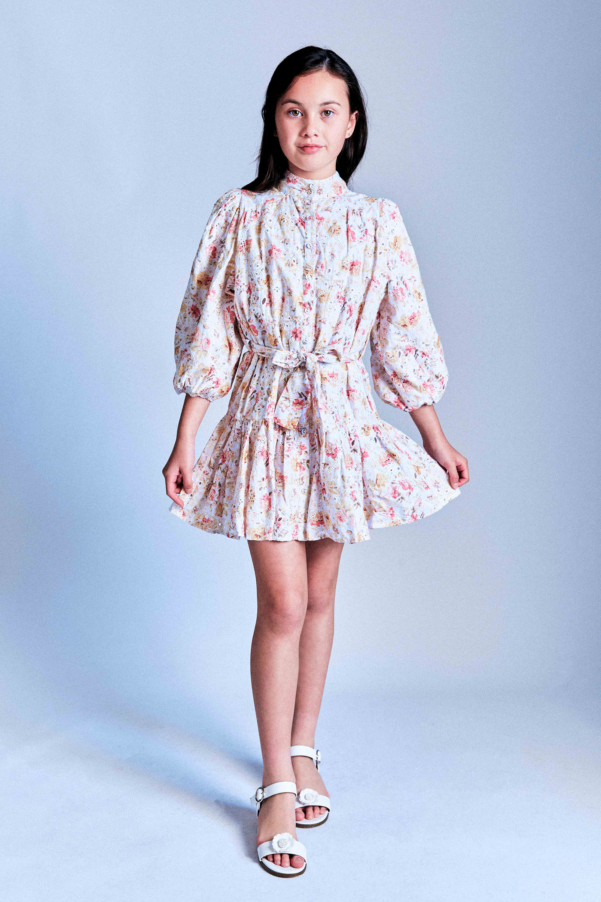 Girls Asha Mini Shirt Dress In Vintage Floral Bardot Junior