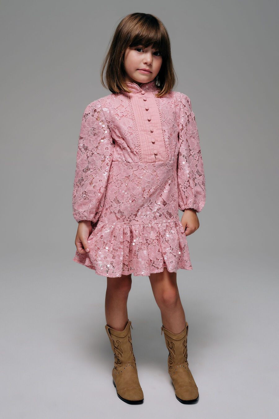 TAMARA SEQUIN LACE DRESS in colour Pink