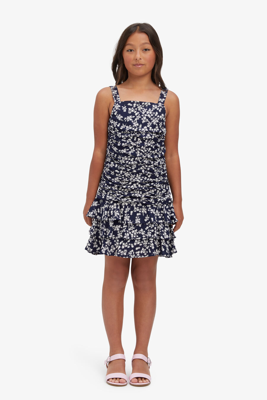 girls indigo frill dress