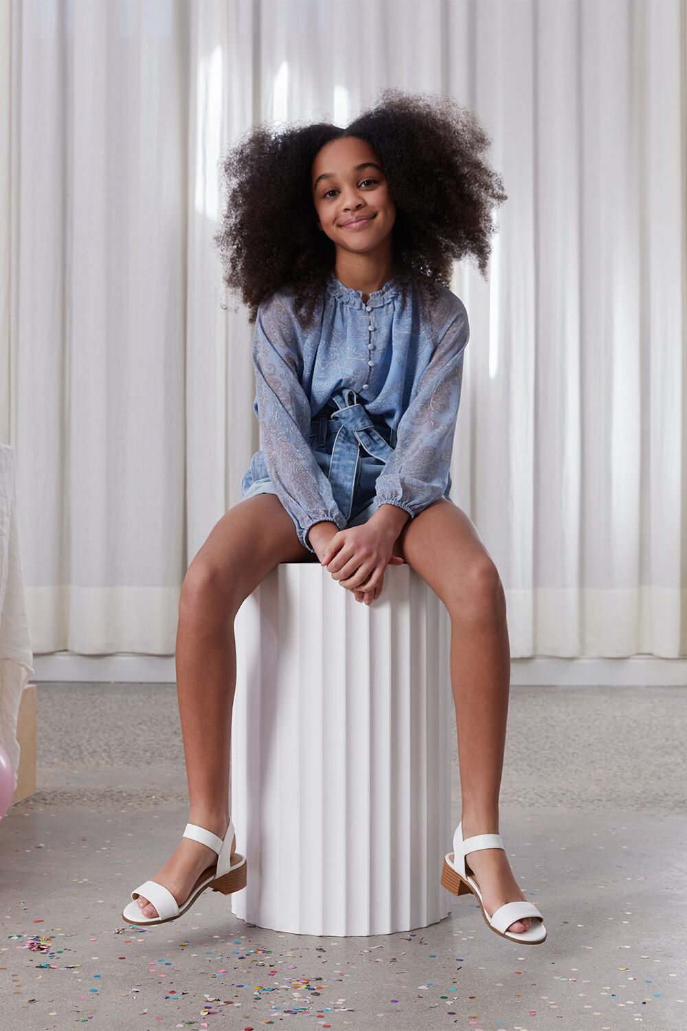 BABY GIRLS PAPERBAG DENIM SHORT in colour MIDNIGHT NAVY