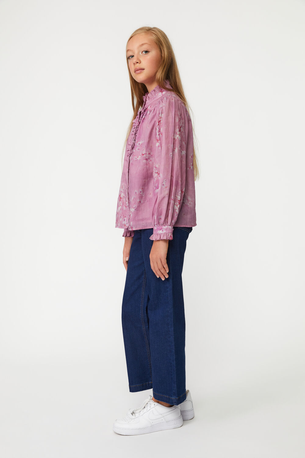 Girls MATILDA FLORAL BLOUSE in colour PEACH WHIP