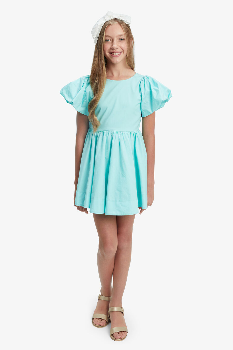 LANAI POPLIN DRESS in colour AQUA