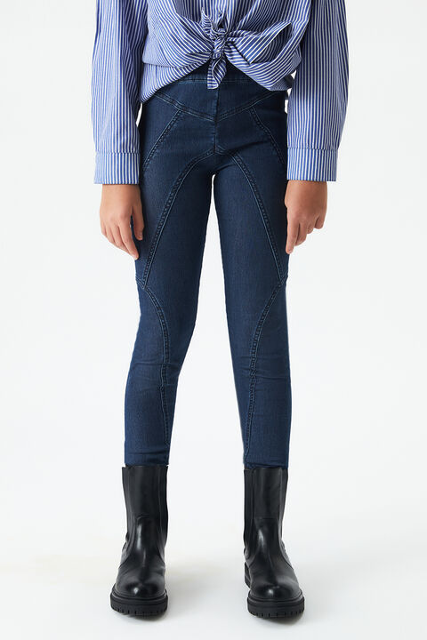 Girls SPLICED DENIM LEGGING in colour TRUE NAVY