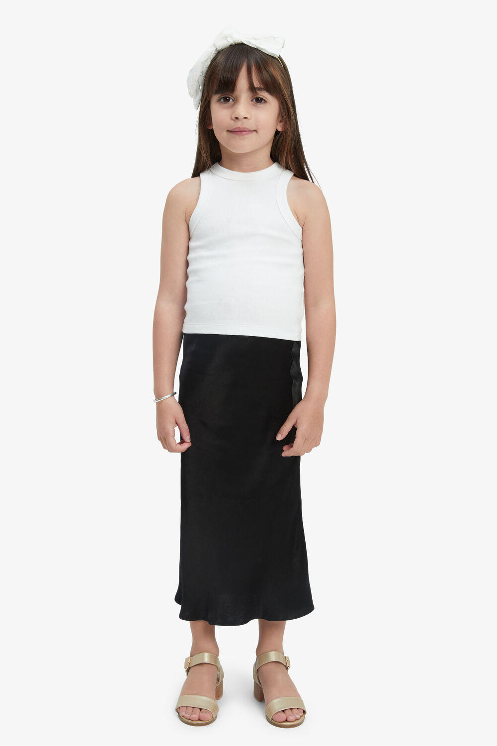 ROSETTE SLIP SKIRT in colour CAVIAR
