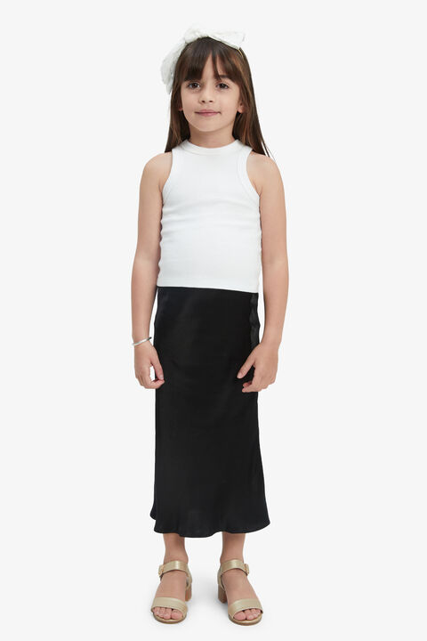 ROSETTE SLIP SKIRT in colour CAVIAR