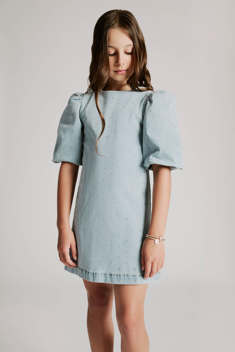 Girls Rhinestone Mini Dress