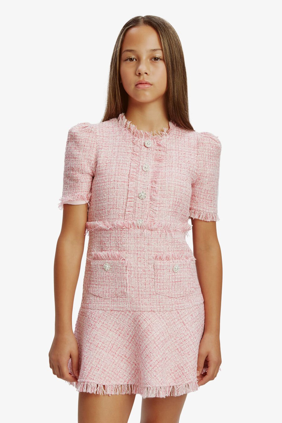 RUBY BOUCLE DRESS in colour Pink Icing