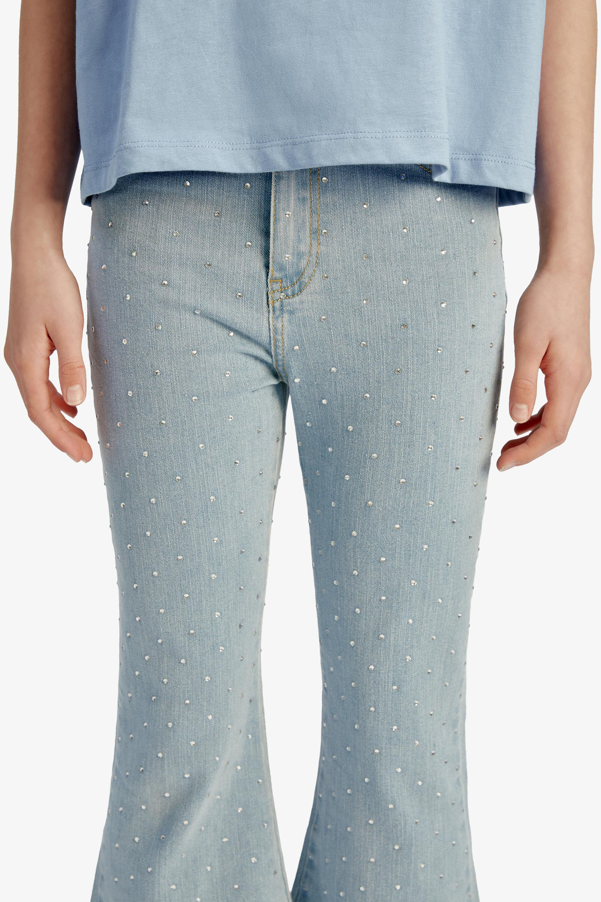 Girls Rhinestone Boot Leg Jean In Light Wash Bardot Junior