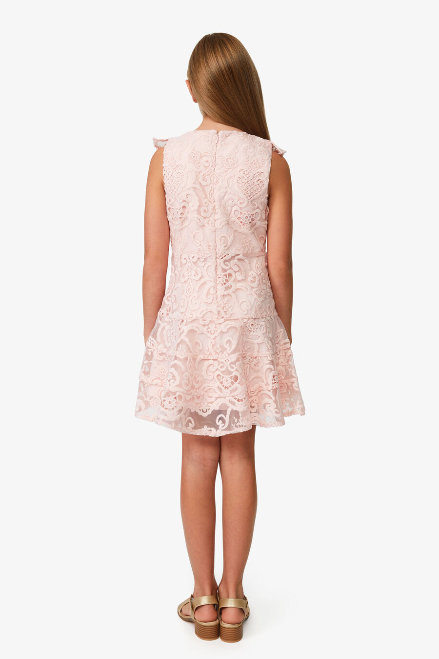 SADIE LACE DRESS in colour Blush Pink