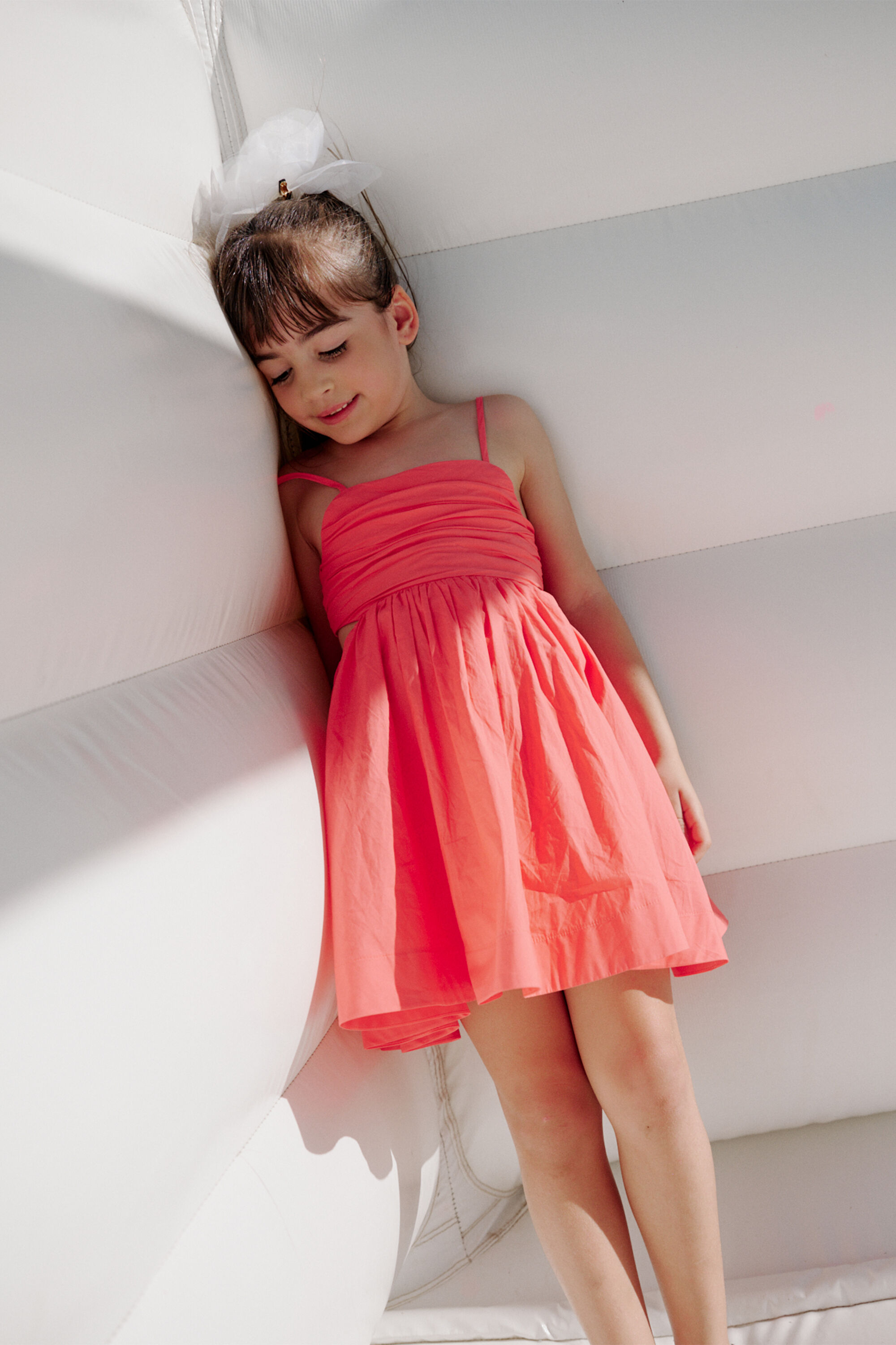 Girls Zarela Poplin Dress In Melon | Bardot Junior