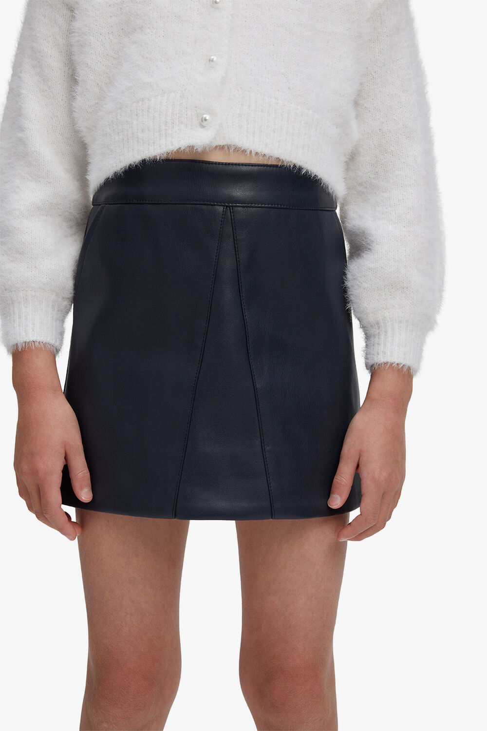 GIRLS HALLIE VEGAN LEATHER SKIRT in colour BLACK IRIS