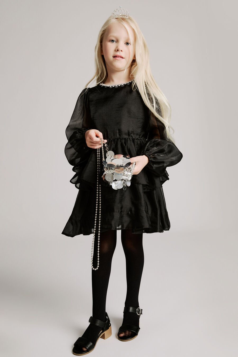 Girls Wednesday Organza Trim Dress