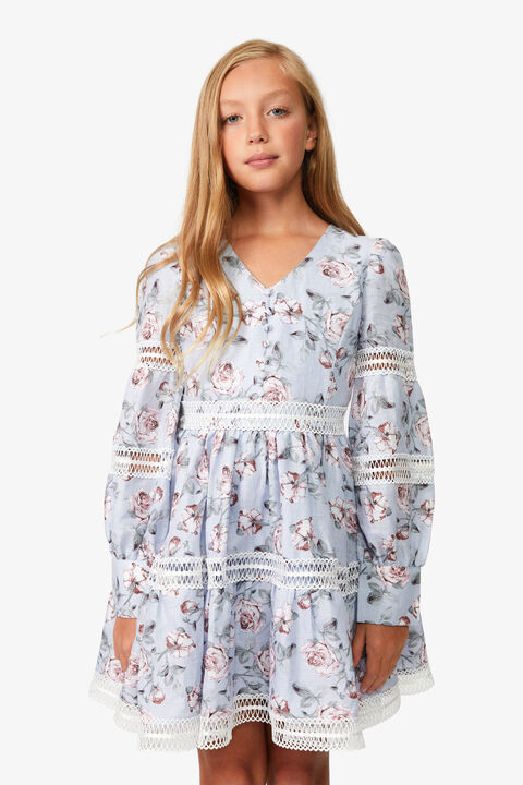 GIRLS VENICE FLORAL MINI DRESS in colour TAP SHOE