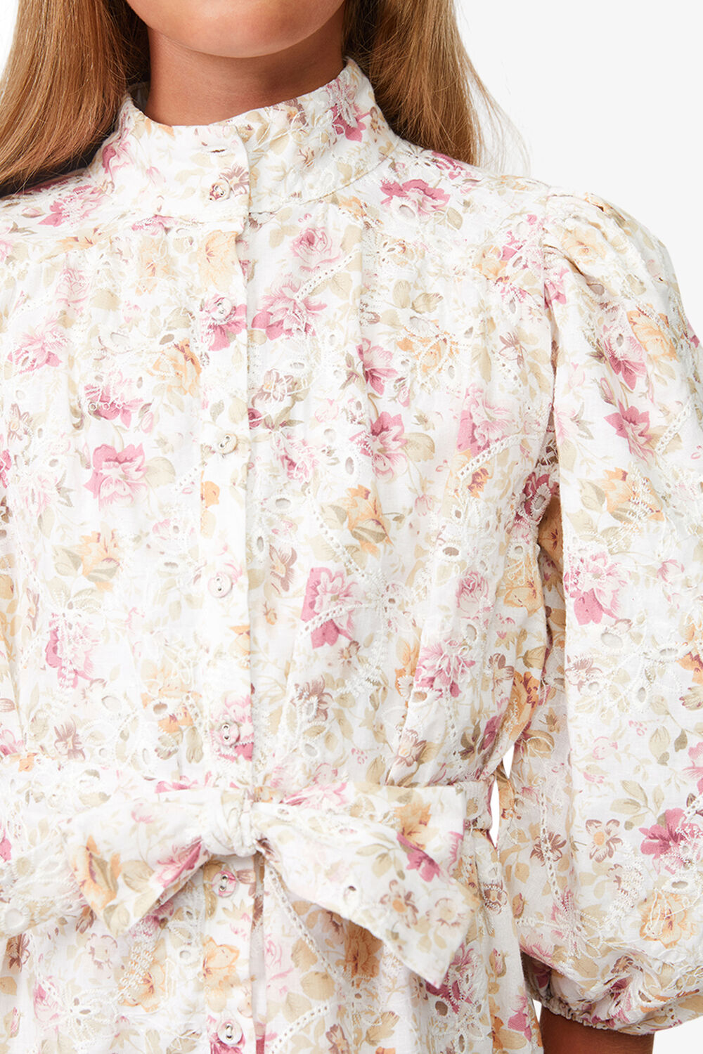 girls asha mini shirt dress in vintage fl in colour ROSE TAN