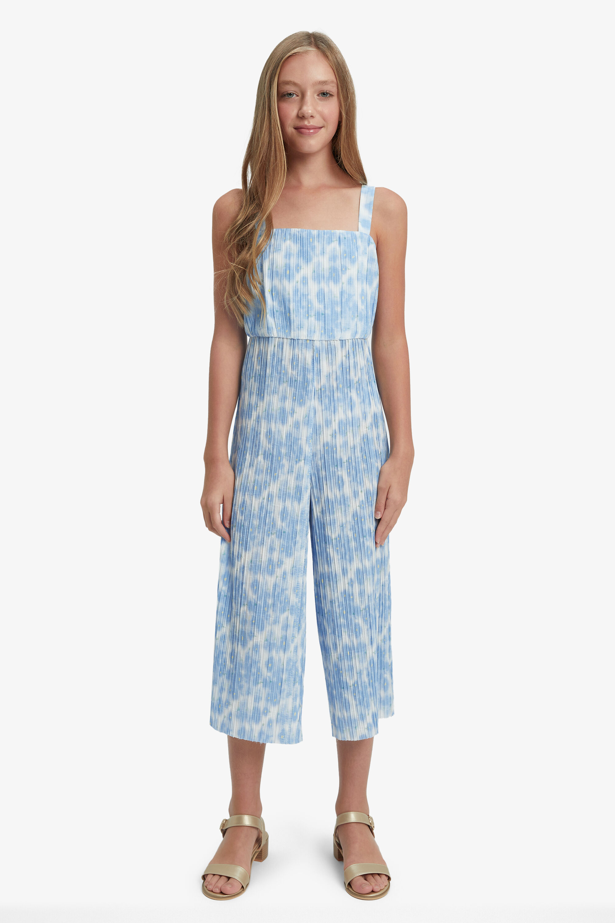 Girls Hattia Floral Jumpsuit In Baby Blue Floral Bardot Junior