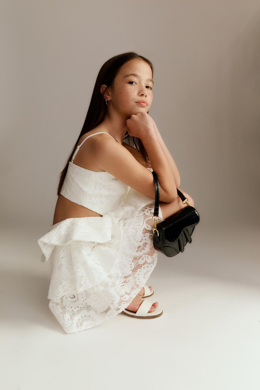 Girls Tulip Lace Bow Dress