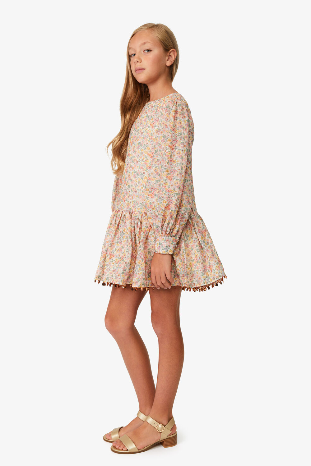 Girls AMELIA DITSY MINI DRESS in colour VIBRANT YELLOW