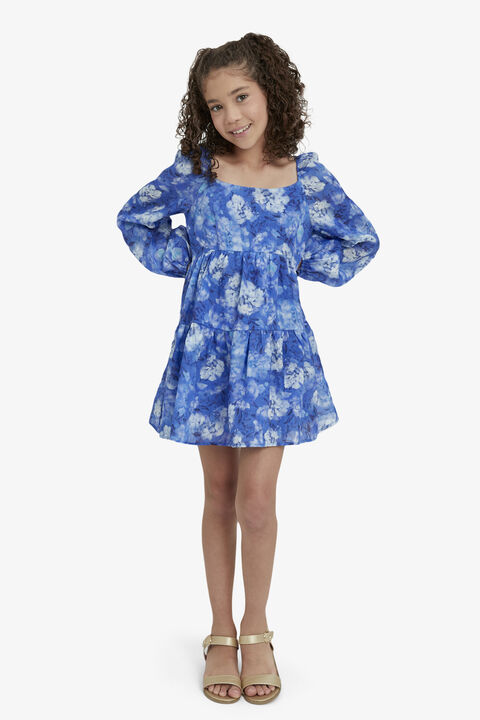 GIRLS AIRLEA FLORAL  DRESS in colour ROYAL BLUE