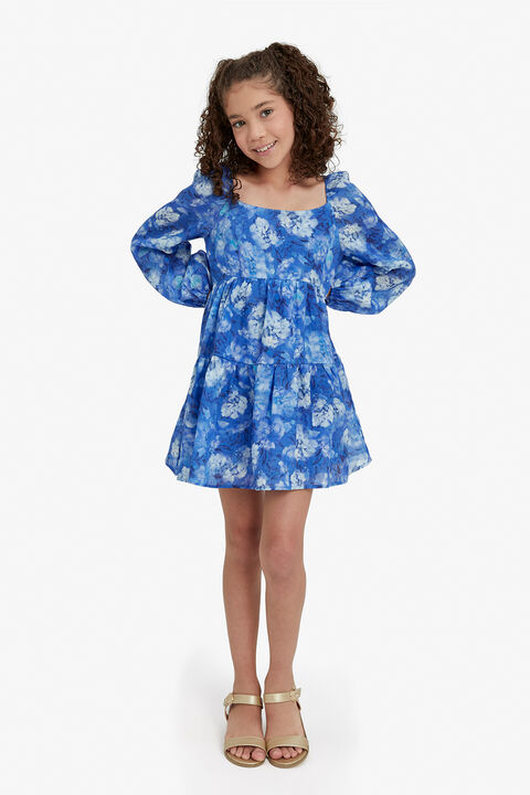 GIRLS AIRLEA FLORAL  DRESS in colour ROYAL BLUE