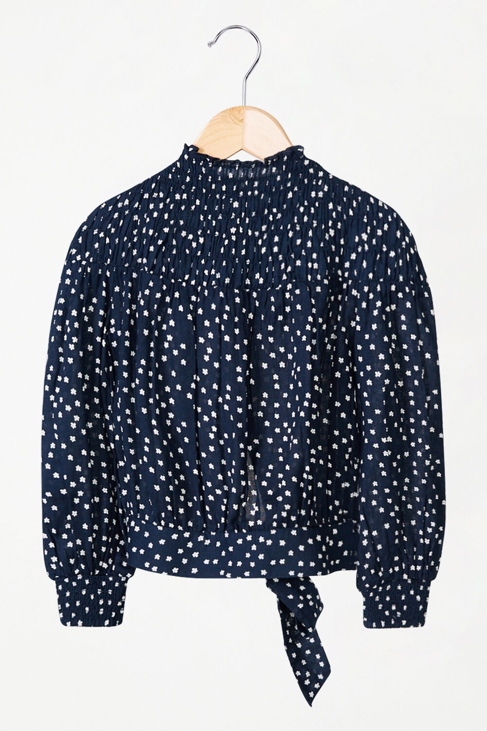 GIRLS HOLLY SHIRRED BLOUSE  in colour POWDER BLUE