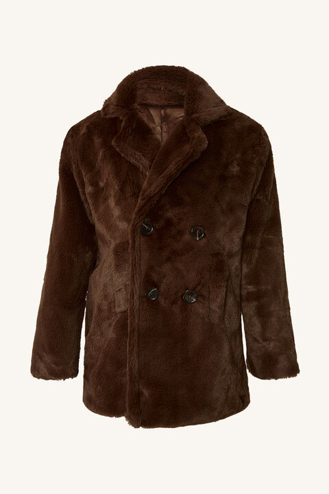 Girls JAX FAUX FUR COAT in colour COPPER BROWN