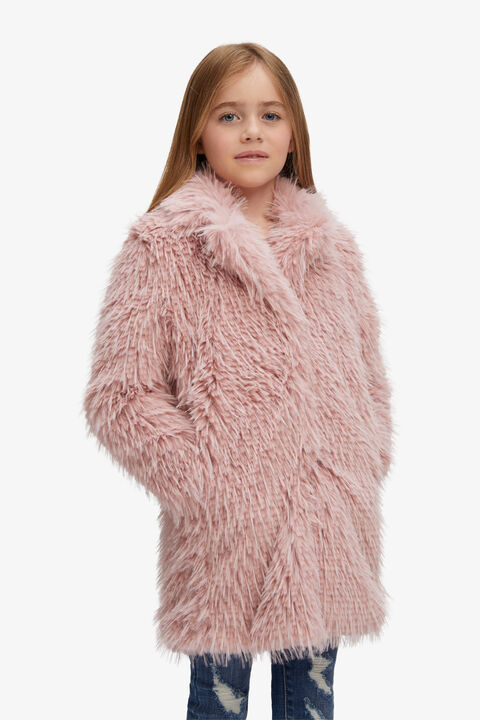GIRLS JAGGED FUR COAT in colour PARADISE PINK