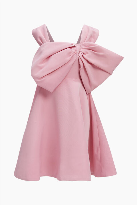 GIRLS STEFANIA MINI BOW DRESS in colour CHALK PINK
