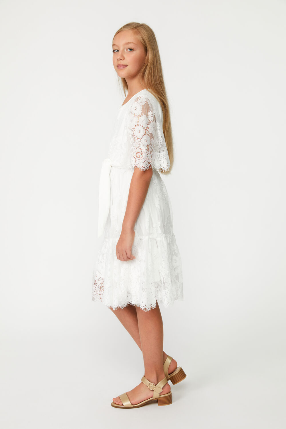 Girls JOELLE LACE DRESS in colour CLOUD DANCER