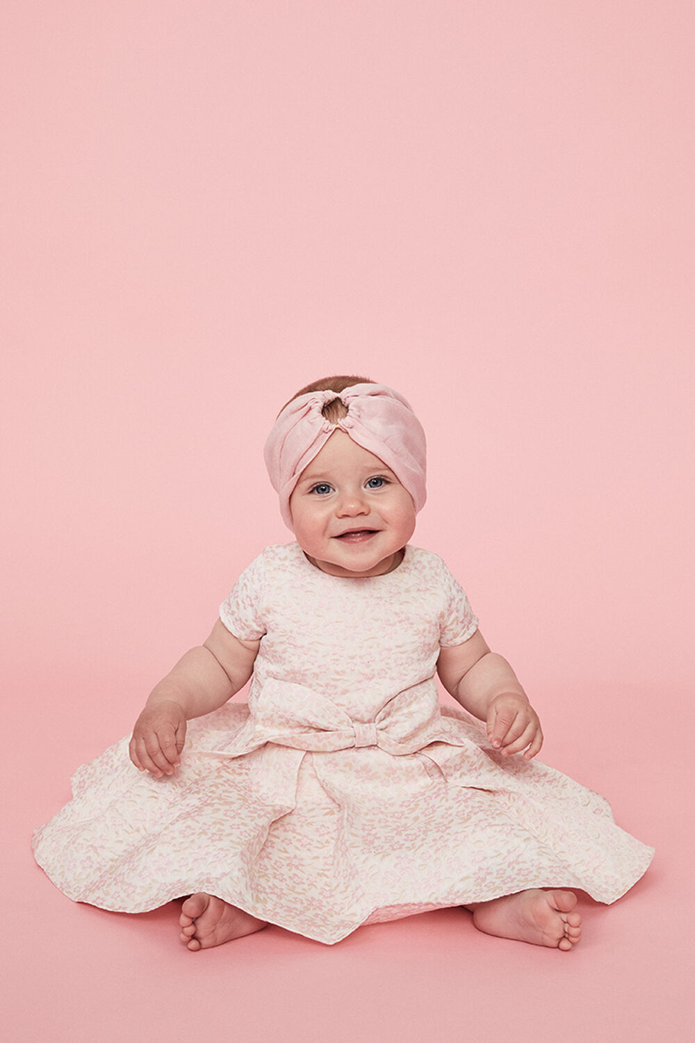 BABY GIRL MIRELA MINI BOW DRESS in colour SOFT PINK