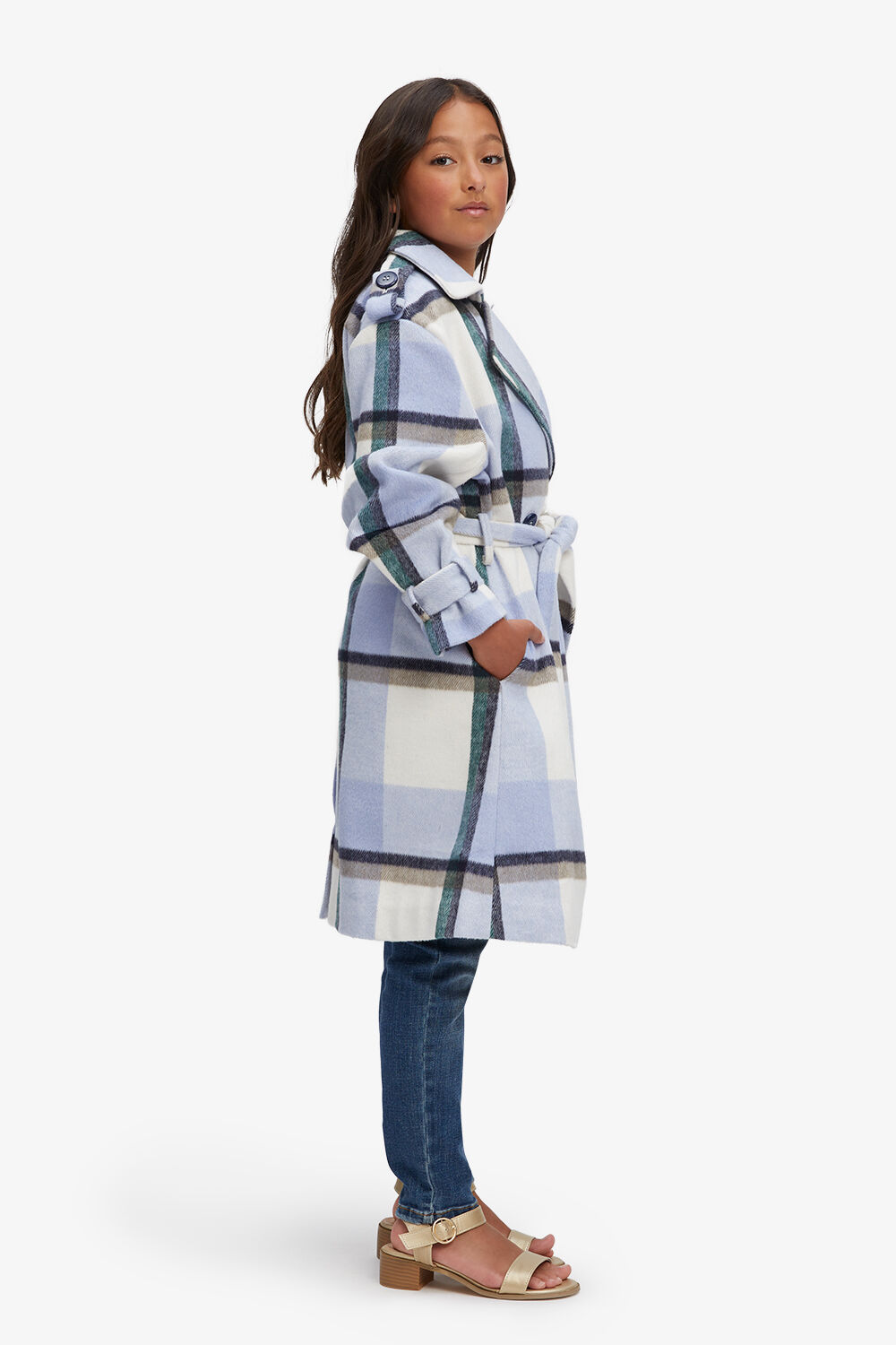 GIRLS ZARIA CHECK COAT in colour ANGEL FALLS