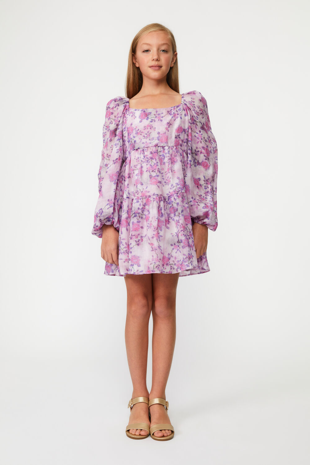 Girls AUDREY FLORAL DRESS in colour METEORITE