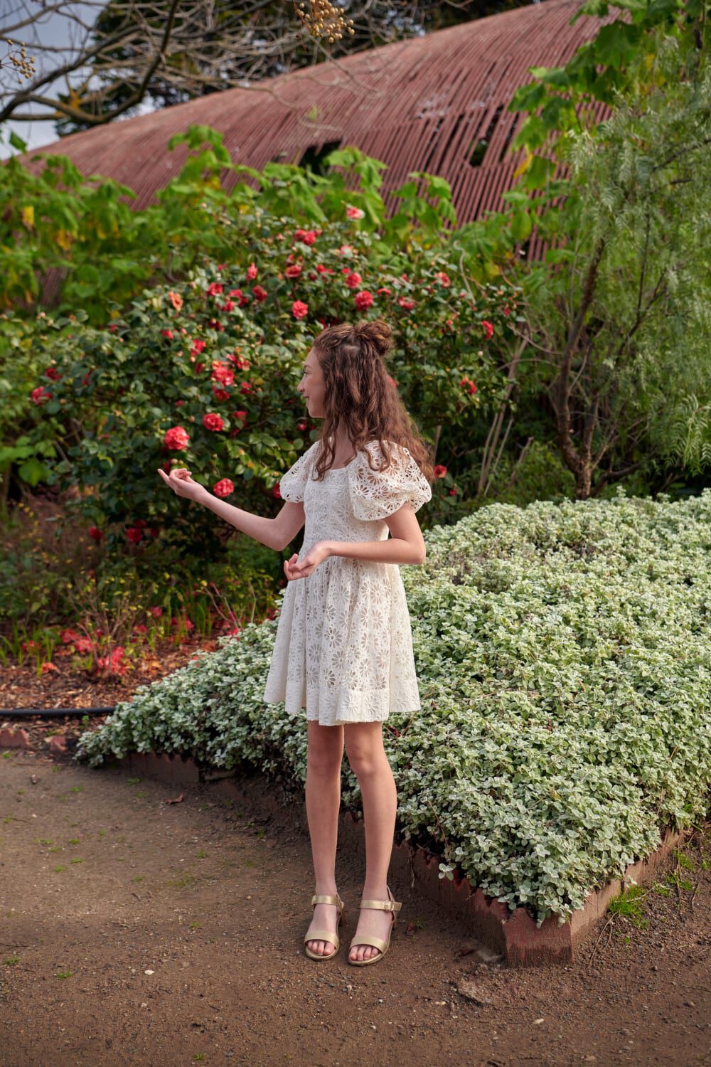 GIRLS IRIS MINI BRODERIE DRESS in colour CLOUD DANCER