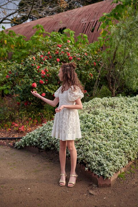 GIRLS IRIS MINI BRODERIE DRESS in colour CLOUD DANCER