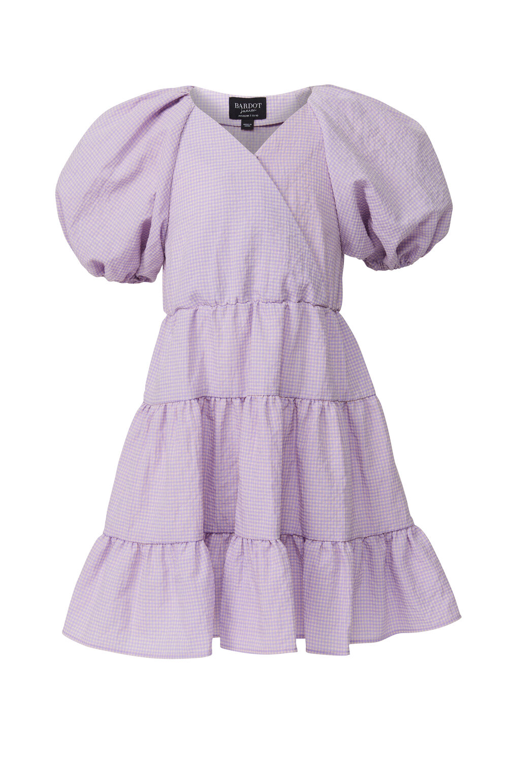 GIRLS MIDI GINGHAM DRESS in colour LILAC SNOW